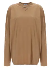 [Prada] Prada-Logo T Shirt Beige-Donna M