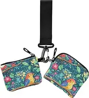 [miaozhen] Parents' Day Cartoon Cute Bird Family Colorful Dual Wristlet Wallets for Women Compact Size Zipper Cash Coin Purse with Zipper Pocket for Work 2 Packs porta tarjetas de crédito, Parents' Day Cartoon
