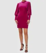 $196 Aidan Mattox Women's Pink Velvet Mock Neck Sheath Dress Size 8