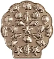 Nordic Ware Seashell Bites Pan, Original Cast Aluminium Bundt Tin, Official Bundt Cake Tin with Shell Pattern, Quality Cake Mould Made in The USA, Colour: Toffee, 1.5 Cup Capacity