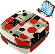 Period Bag,Sanitary Napkin Storage Bag,Black Red White Dots,Tampon Bag for Purse