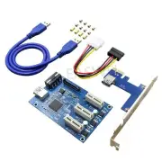 Blue PCIe 1 to 3 PCI Express 1X Slots Riser Card Mini ITX 3 PCI-e Slot Adapter