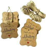 Anlayliay 100 Pcs Thank You for Celebrating with Us Tags Kraft Paper Gift Wrap Tags with Natural Twine for Baby Shower,Christmas,Wedding and Party Decoration - Kraft