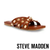 在飛比找momo購物網優惠-【STEVE MADDEN】MALEAH 鉚釘交叉帶拖鞋(棕
