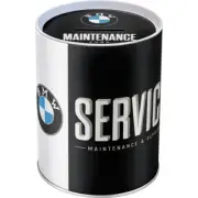 Nostalgic Art Round Money Saving 12cm/1L Coin Box BMW Service Metal Storage Tin