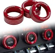 3x AC Knob Control Volume Red Cover Rings Trim for Subaru BRZ FR-S Toyota 86 GT86 FT86