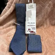 Bill Blass Essentials Men's Tie Hanky Tie Bar New Navy Blue