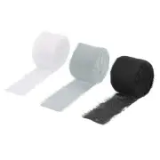 3 Rolls Chiffon Ribbon 2" 7Yard Black/White/Light Grey