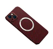 Carbon Fiber Phone Case for iPhone 14 Plus - Red