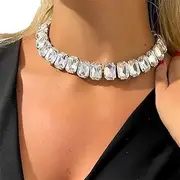 [Rumtock] Large Red Crystal Beads Choker for Women Girls Wedding Bridal Necklace Pageants Fashion Glitter Jewelry
