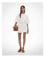 [Witchery] Contrast Denim Skirt in Parchment