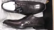 Kenneth Cole NY Men's 'MEDALLION TOE' Wing Tip Oxfords, Dark Grey, M Size 11