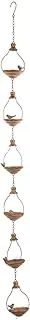 Copper Patina Bird Rain Chain, 4 3/4" W x 4 1/4" D x 59" H. Decorative Garden Hanging Rain Chain with Bird Saucers