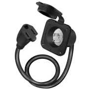 15 Amp 125V AC Power Inlet Port Plug with Extension Cord with Waterproof Cover