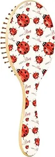 Wooden Brush Wooden Paddle Brush Wood Hair Brushes For Women Natural Hair Brush Cute Insects Distinctive Insect Ladybugs
