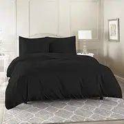 Luxor 100% Cotton 1000TC Single/King Single/Double/Queen/King/Super King Quilt/Duvet Cover Set - Black (Super King)