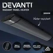 Devanti Electric Infrared Radiant Strip Heater 3200W Panel Heat Bar Remote Contr