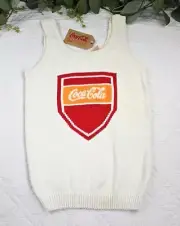 VTG 80's NWT Coca Cola Womens Knitted Tank Top Graphic Shirt Size M Varsity