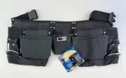 Carpenter Tool Work Apron Polyester 11 Extra Capacity Pockets 28-48" Waist Black
