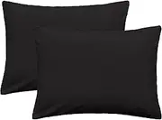 iMaylex Soft 100% Egyptian Cotton Zipper Pillow Case, Cozy and Lightweight Pillowcase, Set of 2, Black, Standard, 20" x 26"