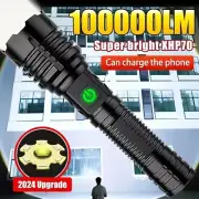 1000000 Lumens Super Bright LED Tactical Flashlight Rechargeable LED Work Lights