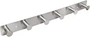 AJLTPA Coat Rack Wall Mounted Adhesive & Screw in, Stainless Steel Metal Coat Hooks for Door, Hook Rail with 6 Round Hangers for Hanging Hat Towels Clothes, Silver