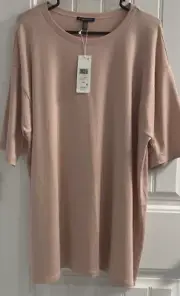 NWT Eileen Fisher Jersey Crew Neck Box -Top F0TTU-T5486M Blush SizeL