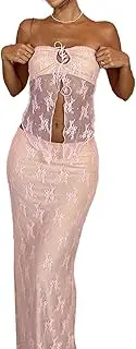 [WPNAKS] Skirt Set for Women Going Out 2 Piece Outfits Sexy Tube Top Bodycon Maxi Skirts Y2k Matching Sets