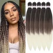 BEFUNNY Braiding Hair,24 Inch 5 Packs Three Tone Ombre Blonde Pre Stretched Braiding Hair,Prestretched Braiding Hair For Black Women Human Hair,Itch Free Yaki Synthetic Hair Extension(5pcs,4/30/613)