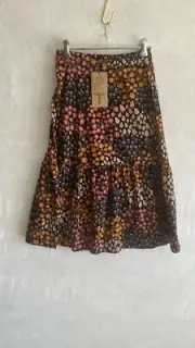 Princess Highway Black Floral Patchwork Skirt Size 6 Brand New 100% Cotton