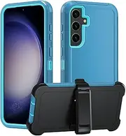 [Asuwish] Mobile Phone Case for Samsung Galaxy S23 FE 5G Case with Glass Film Screen Protector 360 Degree Shockproof Belt Clip Stand S 23 S23FE 23FE 23FE Slim Mobile Phone Cases Protective Tempered