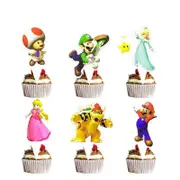 24PC Super Mario Cupcake Toppers Party Supplies Birthday Decorations