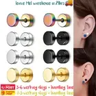1 Pair Titanium Plated Surgical Stainless Steel Screw Flat Back Earring Piercing