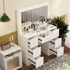 Dressing Table Set Makeup Vanity Mirrored 7Drawers Storage Dresser White Vanity
