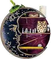 Moon Shelf - Decorative Wall Storage, Floating Wood Stand | Wooden Wall Shelf for Bathroom, Office, Living Room, Handmade Corner Shelf for Stones and Decorations