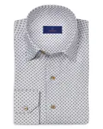 David Donahue Regular Fit Neat Geo Print Sport Shirt