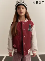 Burg/White Shower Resistant Varsity Bomber Jacket (3-16yrs) (E25217) | $70 - $92