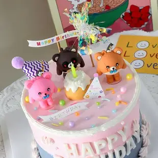 蛋仔派對蛋糕裝飾卡通仔仔熊失心熊粉仔熊小熊擺件兒童生日裝扮