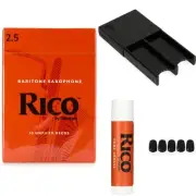 D'Addario Rico Baritone Saxophone Reeds Accessories Bundle - 2.5 (10-pack)