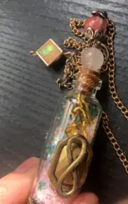 magical infinity potion rose quartz handmade one of a kind bottle