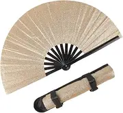 GORGECRAFT Rave Hand Fan Foldable Glitter Folding Handheld Fan Large Plastic Bamboo Holding Fan for Men Women Festivals Carnival Club Party Dancing Summer Rave Outfits Accessories