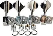 KAYNES Bass Tuners 1:26 Ratio Open Gear Tuning Key Pegs Guitar Machine Head Tuners for Jazz or Precision Electric Bass Instruments Chrome Silver (4 for Right)