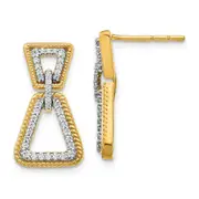 Solid 14k Yellow Gold Simulated CZ Earrings