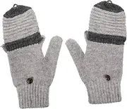 [BESPORTBLE] Winter Warm Convertible Mittens for Women Knitted Clamshell Half Finger Gloves with Button Closure for Office and Study Use Stylish Design