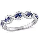 Amour 14k White Gold Sapphire Studded Infinity Promise Ring