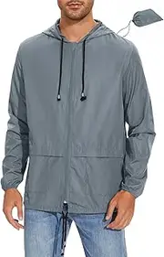 [American Trends] Mens Rain Jacket Lightweight Packable Rain Coats Men Waterproof Jackets with Hood Windbreaker