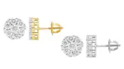 10k Flower Cluster Real Diamond Stud Earrings 10MM 2.4CT
