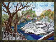 Contemporary Art Landscape Seasons Mural Ceramic Backsplash Bath Tile #2416
