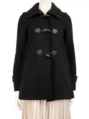 Black Wool Toggle Button Coat