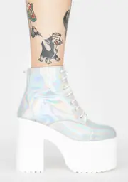 Holographic Tough Attitude Platform Booties